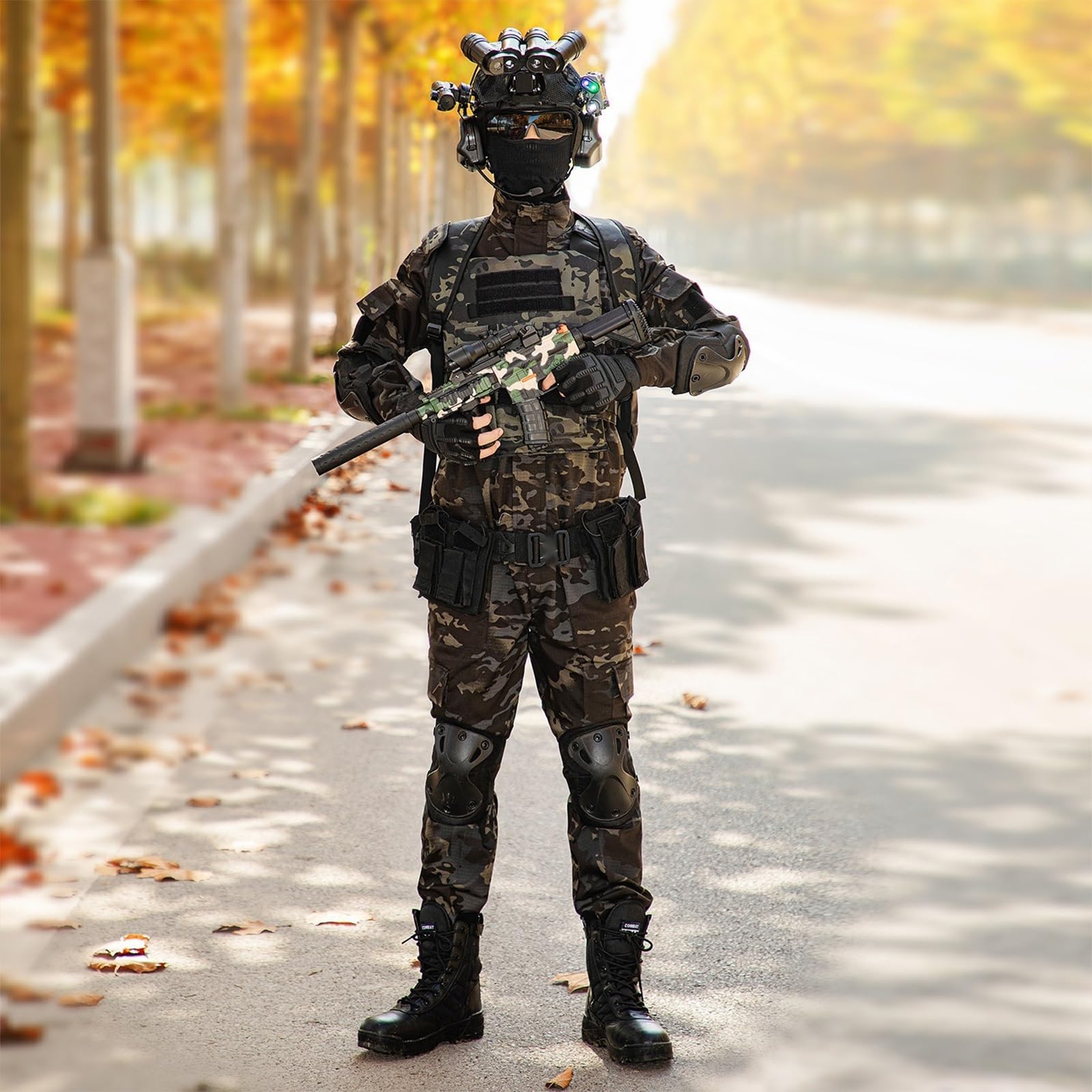 Costume Militare for Bambini, Set Soldato Esercito con Accessori, Outfit for Gioco di Ruolo, Regalo for Halloween e Compleanno