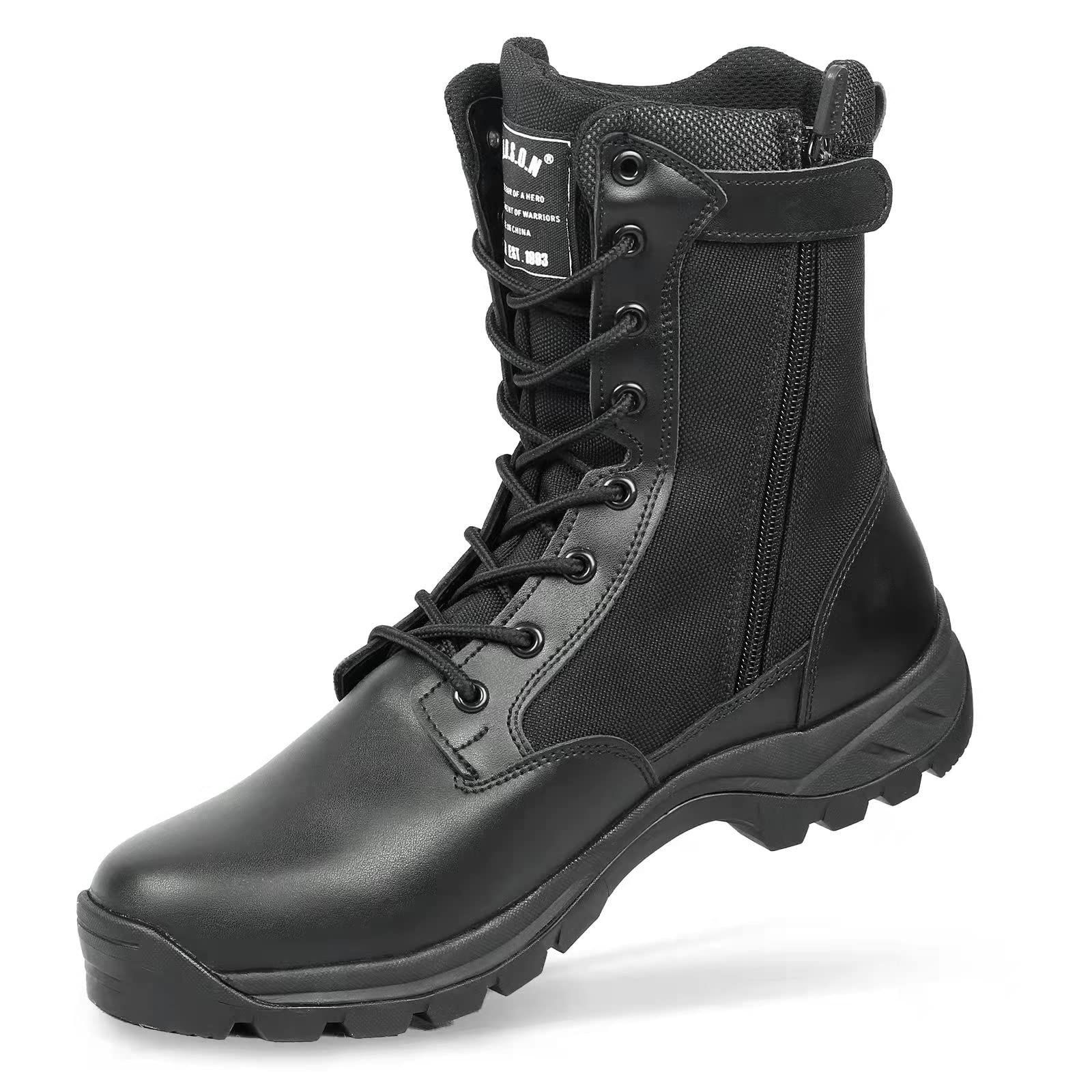 Men's Military Tactical Work Boots with Side Zipper, Puncture Resistant, Desert Combat, Army Jungle, 8 Inch Lightweight Hiking Boots