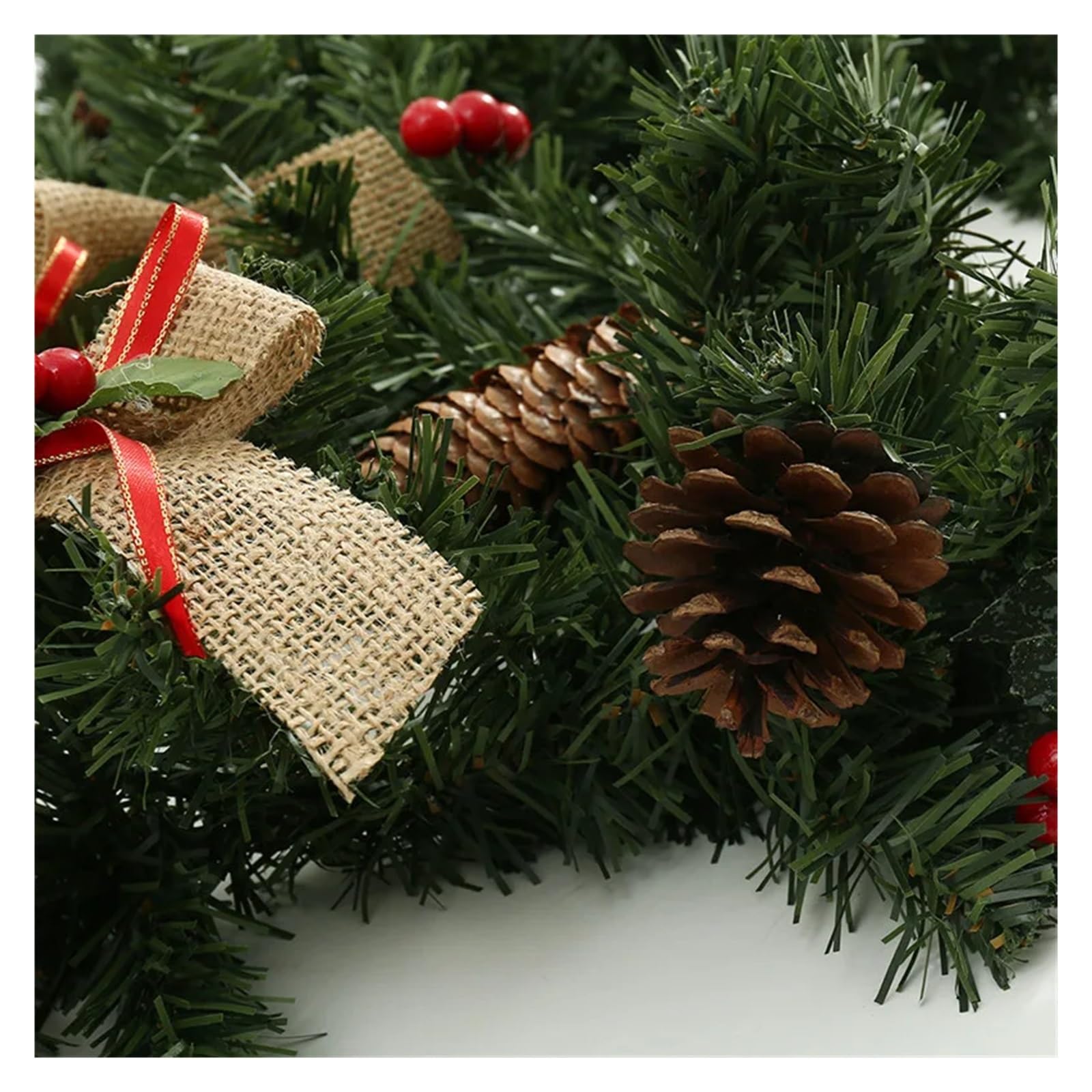 Guirnalda de Navidad Guirnalda navideña de ratán de 1,8 M, Guirnalda Decorativa de Navidad, árbol de Navidad Artificial, Pancarta de ratán, decoración Colgante, Corona de Fiesta