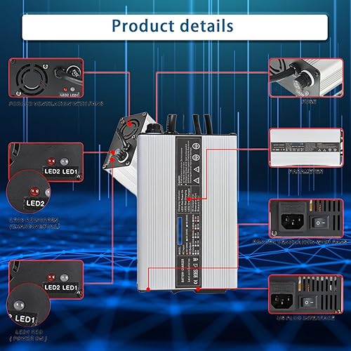 Miniatura 3 de Cargador de carga de batería de 3 pines de 48 V con reemplazo de enchufe para carrito de golf Yamaha años 2007 y más