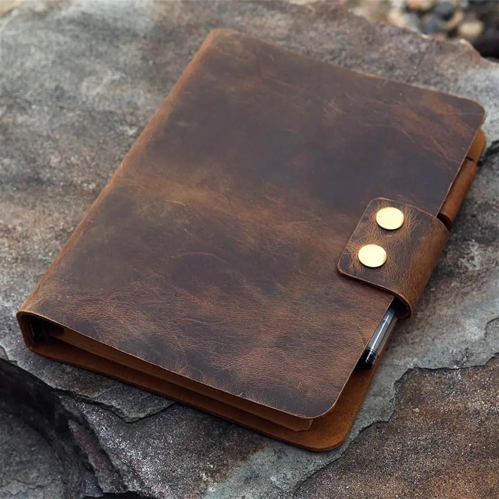 Carnet de Voyage Vintage Classeur à Anneaux en Cuir A5 rétro Vintage, Couverture for carnet de Notes, Recharge Rechargeable for Journal Intime, carnet de Croquis(Style2)