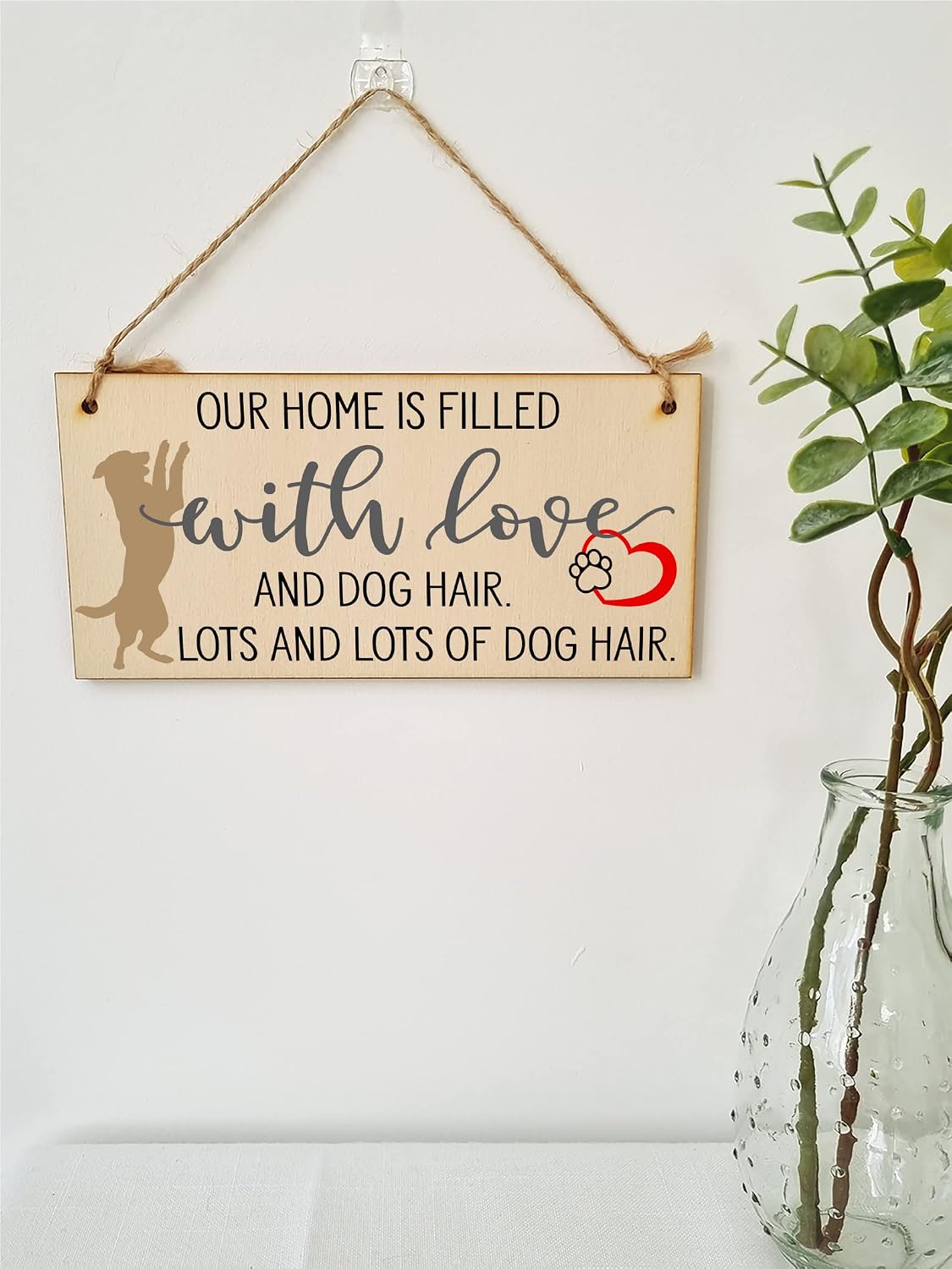 The Plum Penguin Home is Filled With Lots of Dog Hair Funny Novelty Handmade Wooden Hanging Wall Plaque Pet Lover Gift Home Decoration - Image 3