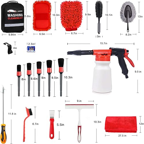 Miniatura 6 de Car Wash Kit Car Wash Cleaning Kit with Car Wash Foam Gun Microfiber Sponge and Towels Tire Brush Built, Car Foam Gun, Car Cleaning Tool