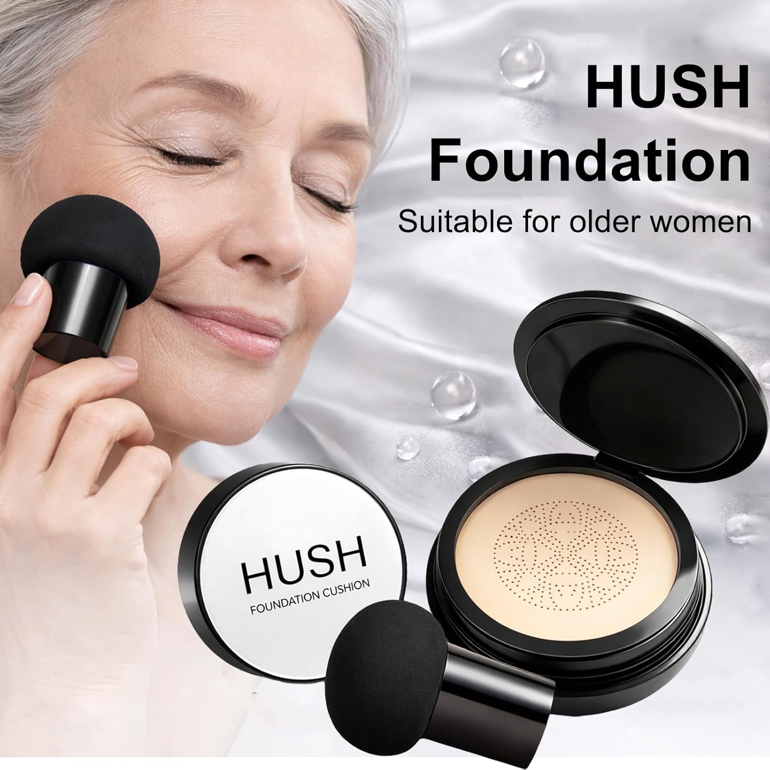 Makeup Foundation for Older Women | Natural Glow Light Warm-Neutral Shade for Fair Skin | Foundation Cushion with Mushroom for Mature Skin | Buildable Coverage Cream | Shade-adapting | Smooths Texture - Image 2