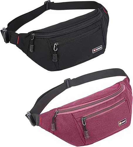 Miniatura 7 de Paquete de 2 riñoneras para hombres y mujeres, riñonera deportiva impermeable para viajes, senderismo, correr, 1pack-púrpura