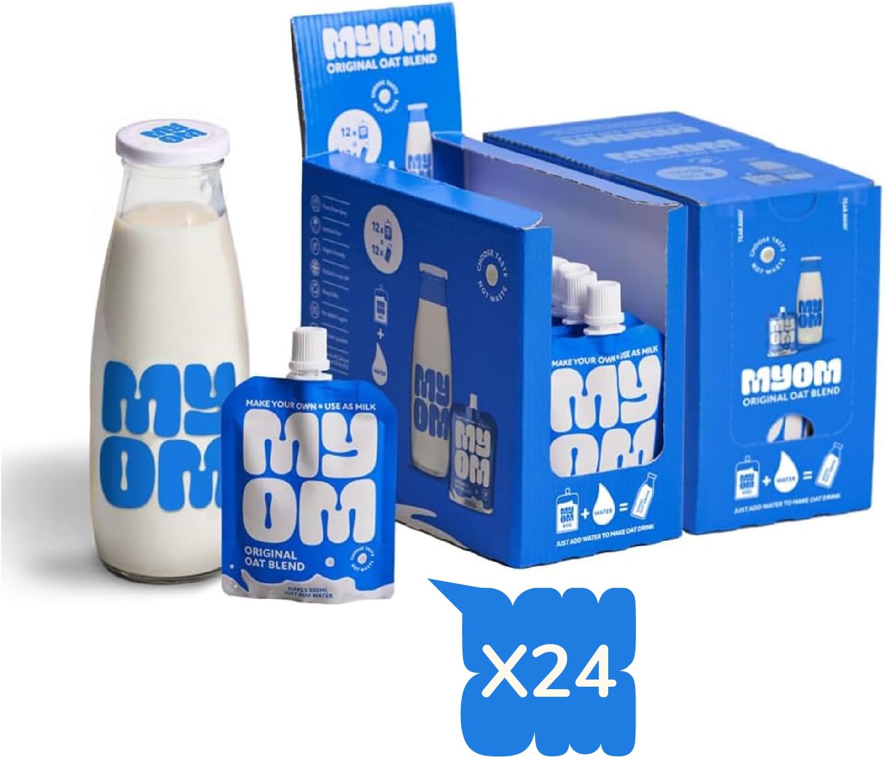 Oat Milk Drink with Free Glass Bottle - Makes 12 Litres - 500ml Value Bundle - Vegan Plant Based Oat Drink with Vitamin D3, Vitamin B12 and Iodine - Low Sugar - Dairy Free Plant-Based Milk