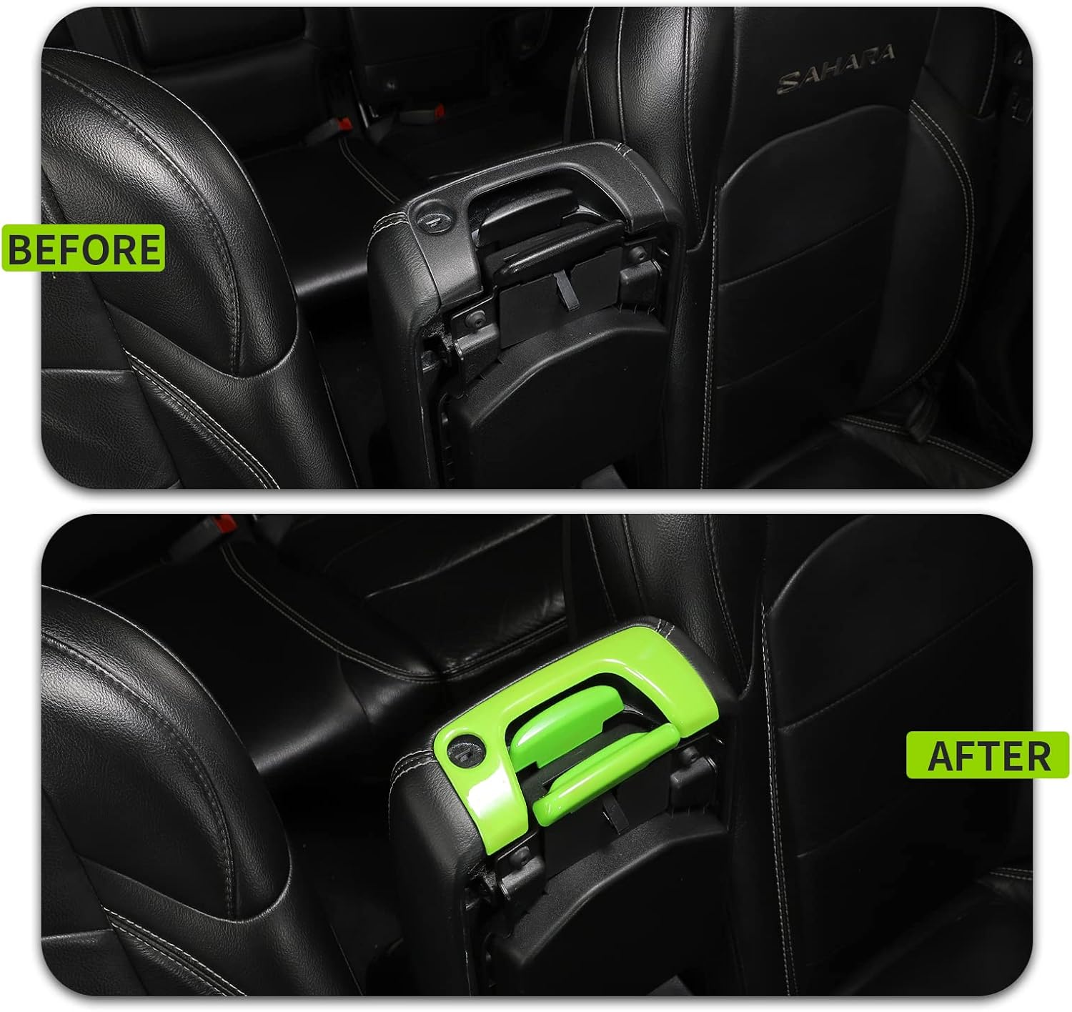 Center Console Armrest Switch Trim Sticker, Arm Rest Open Button Cover for 2018-2021 Jeep Wrangler JL JLU & Jeep Gladiator JT(Green)