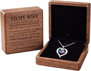 ziella Wife Necklace from Husband with Message on Wooden Keepsake Box