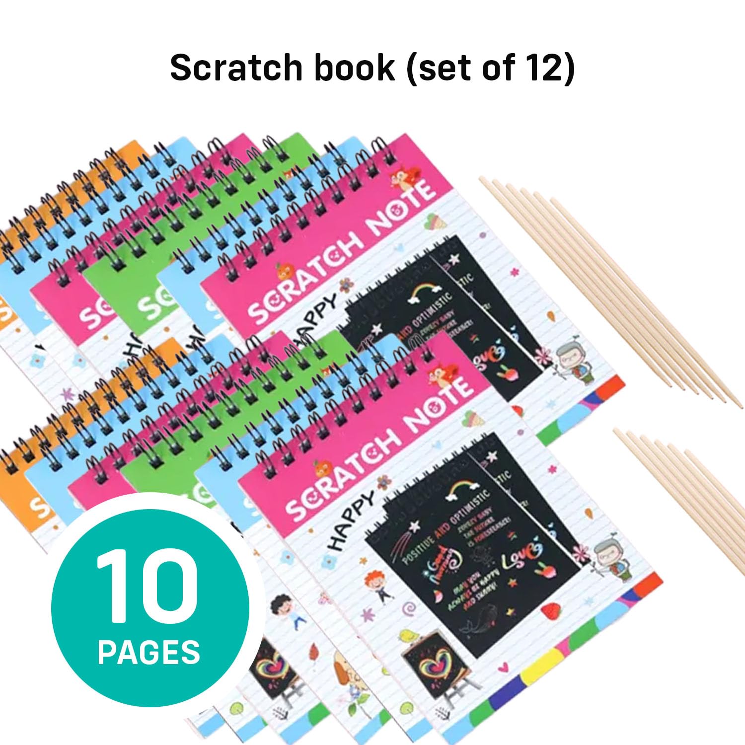 Party Propz Scratch Books for Kids - Set of 12 Pcs Thoughtful Return Gifts Magic Book for Kids, Magical Scratch Art Book for Birthday Return Gifts for Kids 6 Years, Scratch Book Bulk Gifts for Kids - Image 2 thumbnail