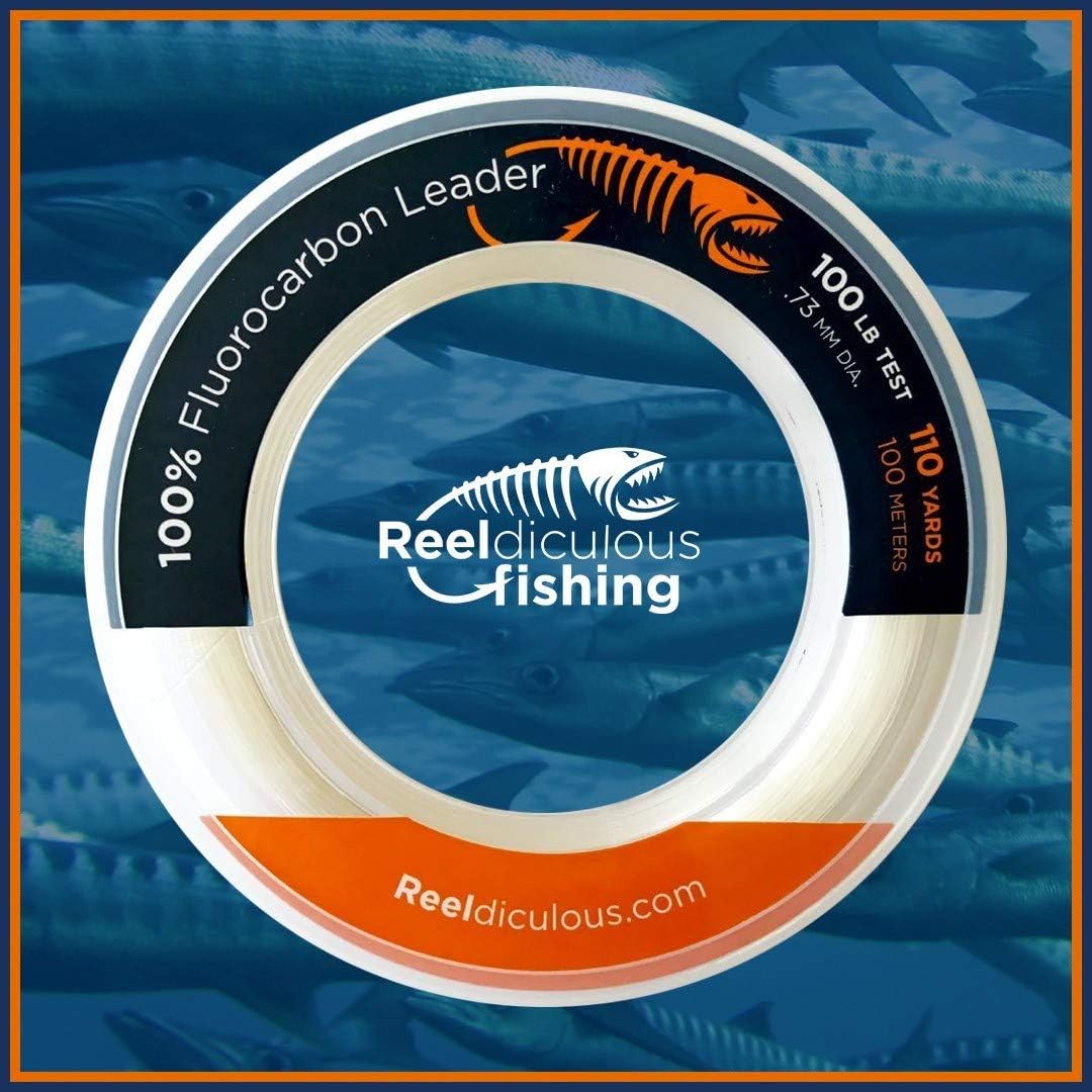 100% FLUOROCARBON LEADER 200lb | TOURNAMENT Fishing Line | 110 YARD SPOOL | Lowest Stretch Index & 1.2mm Diam is THINNEST in Floro Market | Abrasion Resistent | Invisible w/ TOP Tensile/Knot Strength
