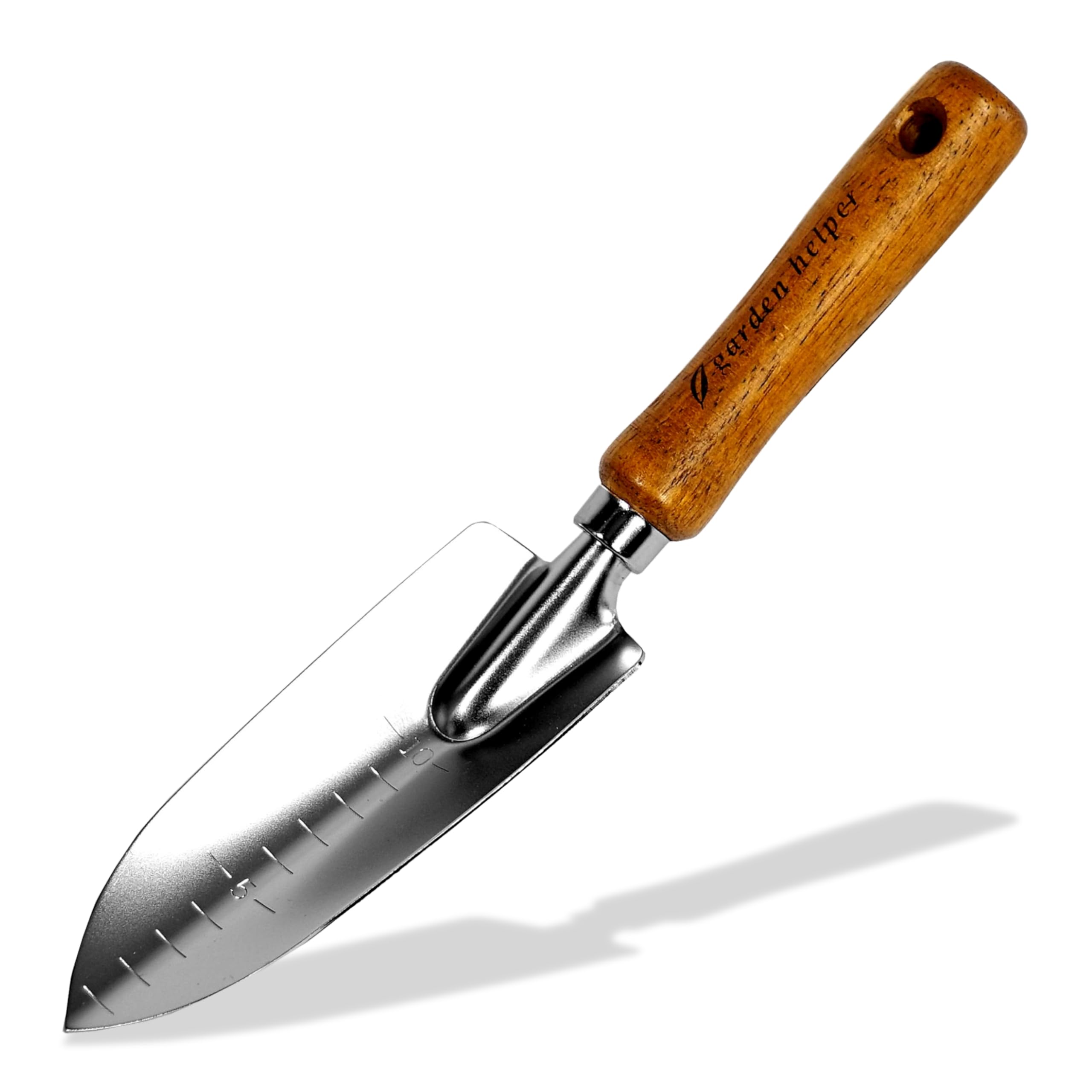 Japanese Garden Trowel Heavy Duty Japanese Steel with Wood Handle, Garden Transplanter Tool for Digging, Scooping, Transplanting, Made in Japan, Small Silver