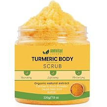 AMVital Turmeric Body Scrub - Handmade Natural Scrub For Body, Face, Hand, and Foot - Natural Skincare Body Scrub For Women - Suitable for All Skin Types (7.8oz)