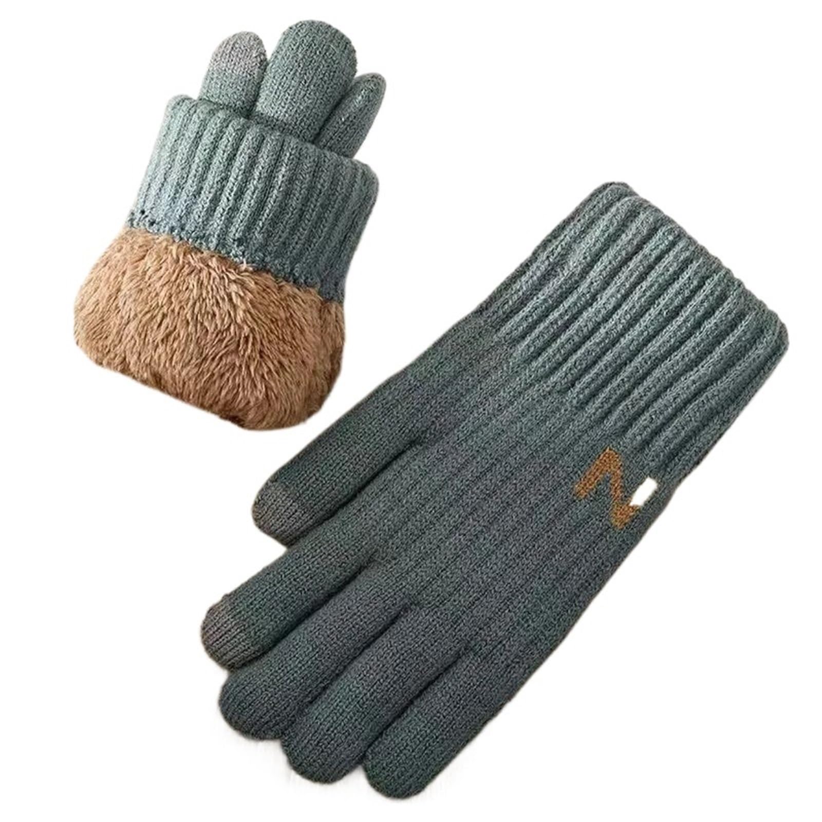 Erwachsenen-Winterhandschuhe Winterverdickte Plüsch-Strickhandschuhe, Touchscreen, warme, kältebeständige Handschuhe for das Fahren im Freien