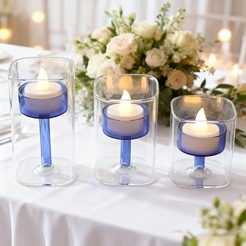 Glass Candle Holder Hurricane Crystal Decorative Candle Fits Standard Tealight for Table Wedding Dinning Centerpieces Party Supplies Home Decor