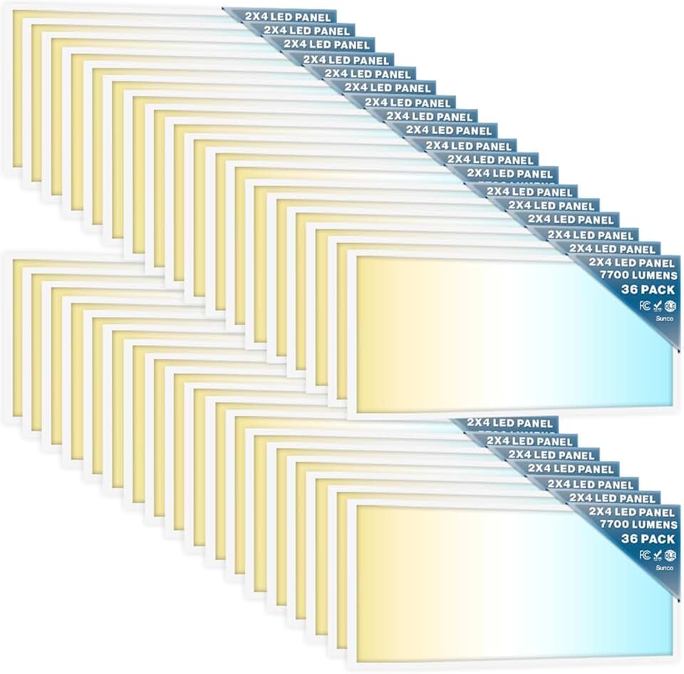 Sunco 36 Pack 2x4 LED Flat Panel Lights, 3CCT Selectable, 40-60W, Dimmable