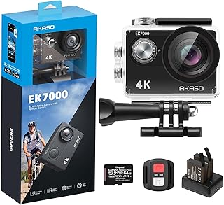 AKASO EK7000 4K30FPS 20MP Action Camera 98FT Waterproof Camera Ultra HD Underwater Camera Support External Microphone+ Kingston 64GB microSDXC Memory Card (Bundle)
