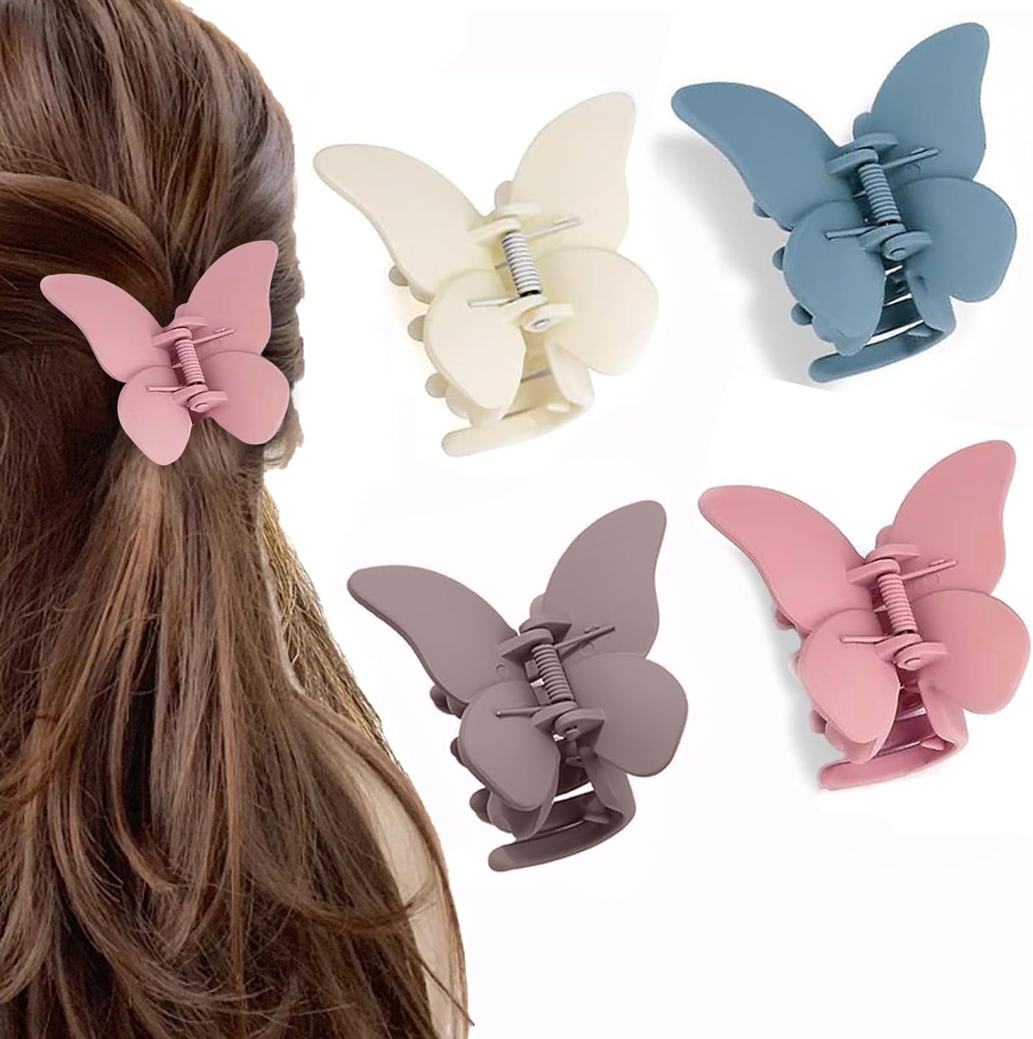 SULIVES 4Pcs Butterfly Hair Clips, Small Hair Clips with DoubleTooth