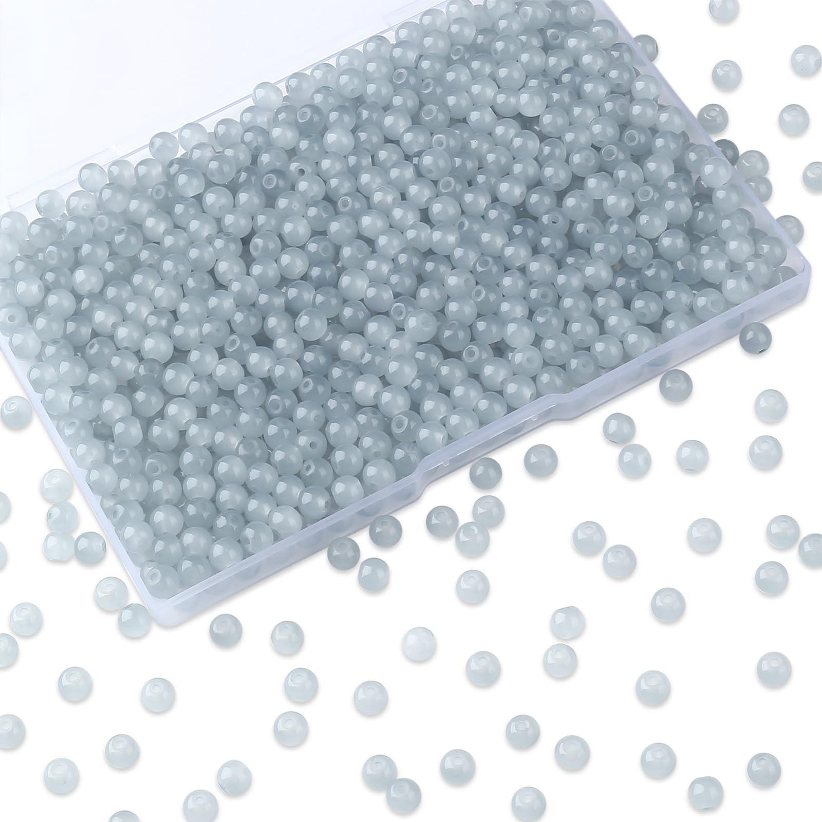 AWARDSEN Grey Glass Beads for Bracelet Making 500PCS