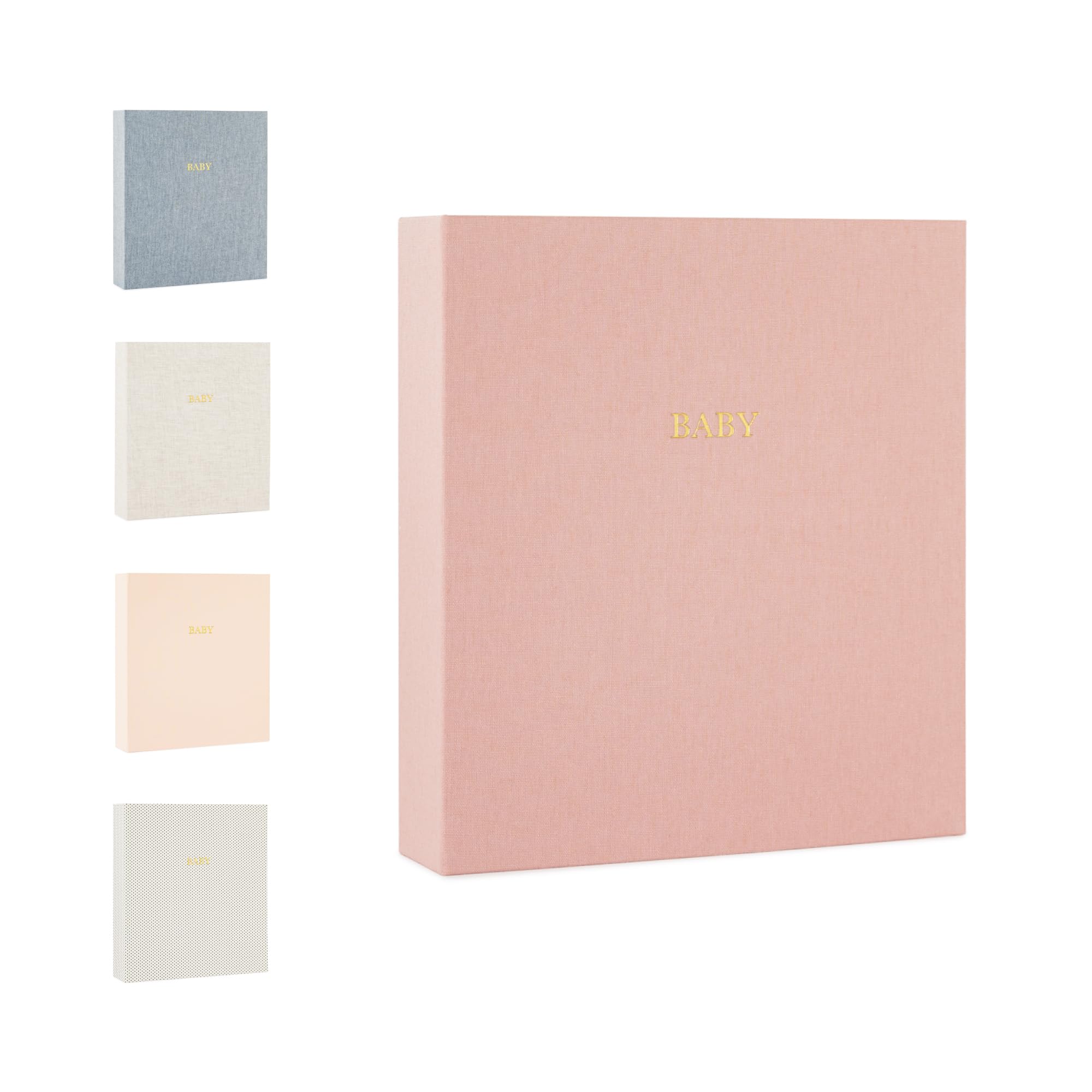 Sugar Paper Baby Keepsake Book, Memory Book from Pregnancy to First Year, Milestone Journal with Pocket Storage, Baby Shower Idea, Gender Neutral Gift, Cloth Hardcover, Rose Linen