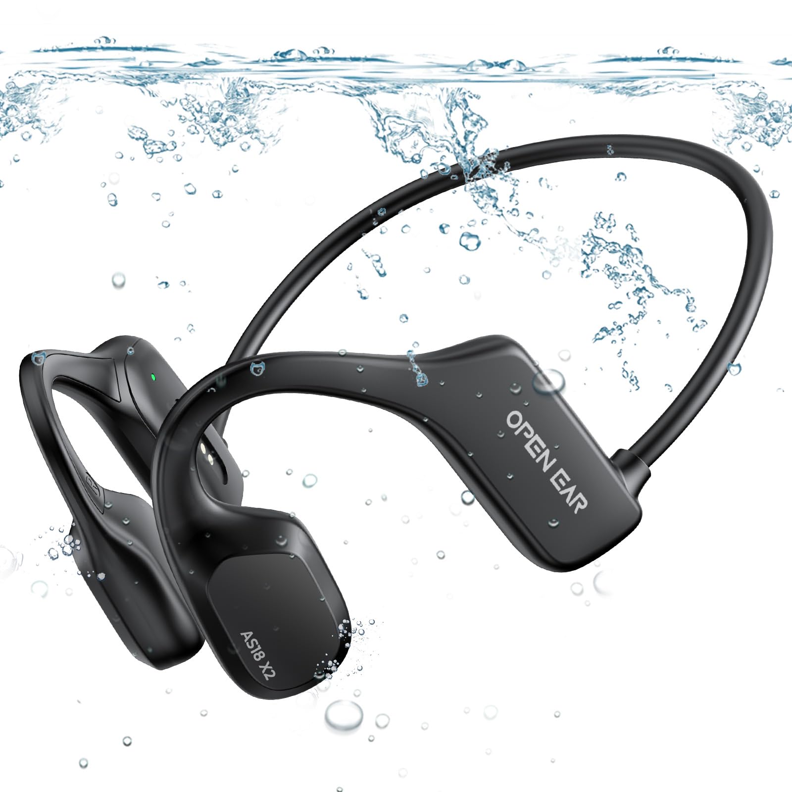 fojep Bone Conduction Headphones, Bluetooth Earbuds Wireless Headphones Swimming Headphones Built-in 16GB Open Ear Headphones Waterproof Wireless Earphones Headset for Swimming Running