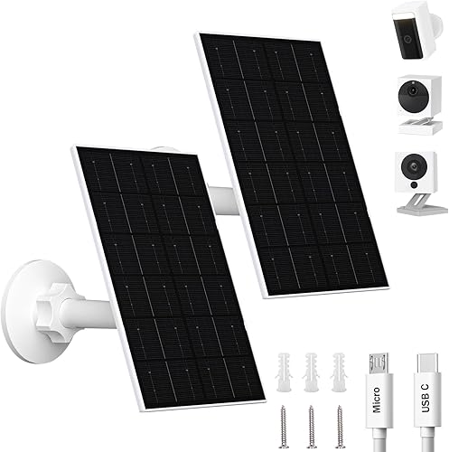 FUTUREZEN Panel solar de 4 W para cámaras WYZE, cargador solar USB-C y micro USB, compatible con WYZE Cam Pro, cámara exterior V1V2, cable de 9.8