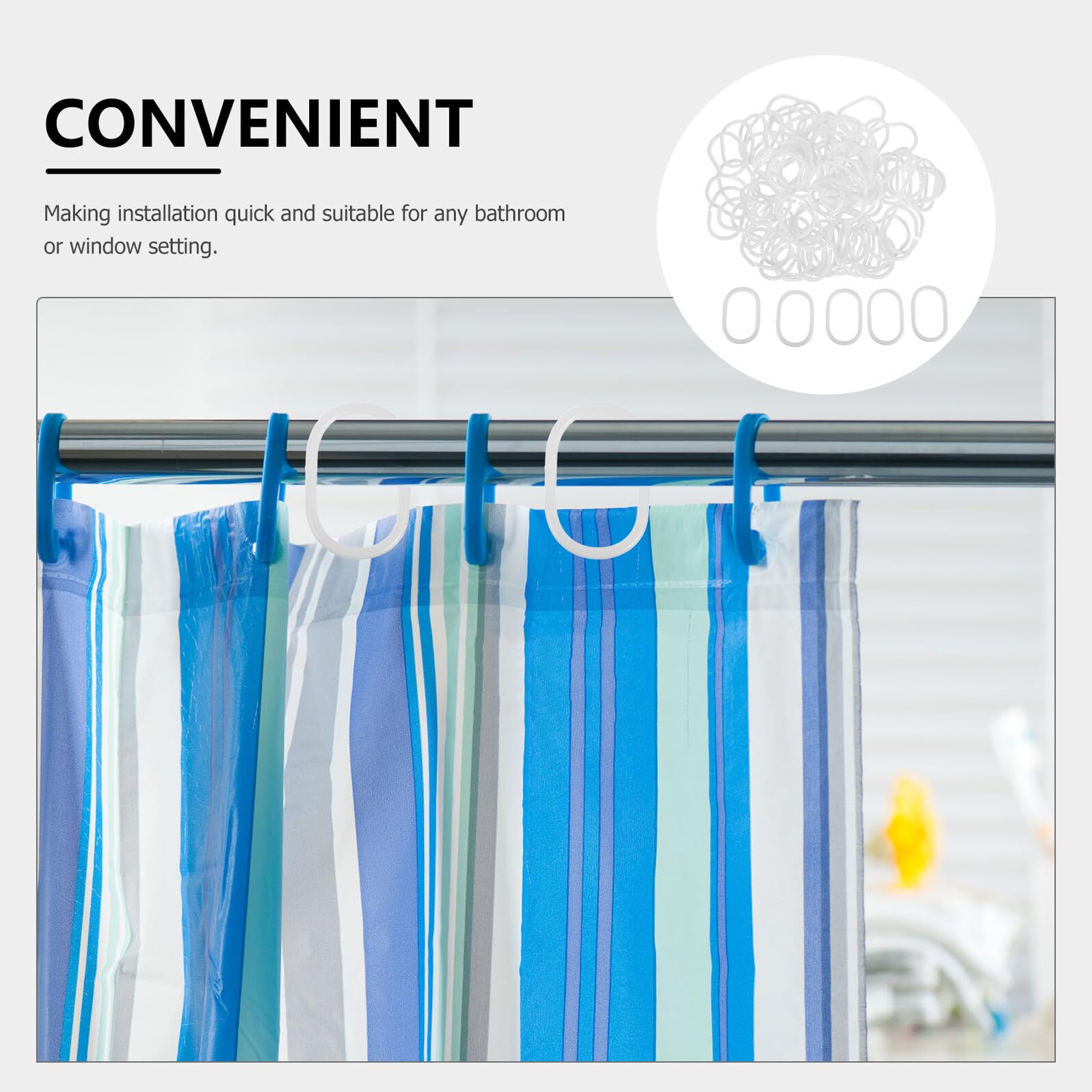 100 Pezzi moderni ganci per tende da doccia ganci per tende in plastica bianche White