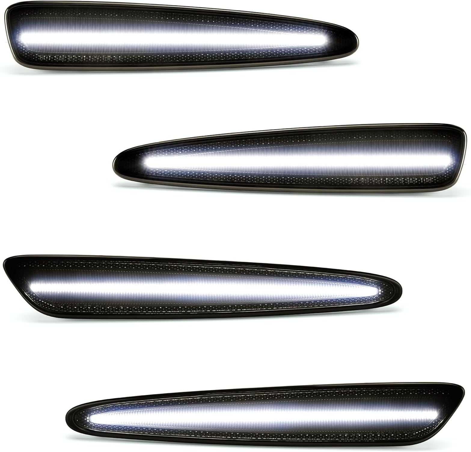 LED White Side Marker Lights for Chevy Corvette C6 2005-2013 Front Rear Smoked Lens White Fender Bumper Lamps Pack of 4
