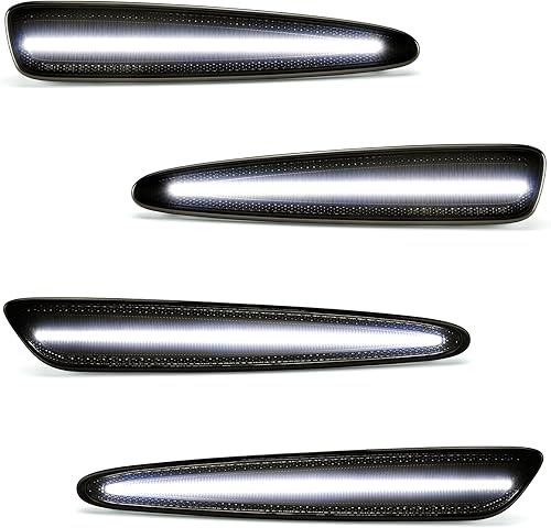 Luces LED blancas laterales para Chevy Corvette C6 2005-2013 lente ahumada delantera trasera ahumada, lámparas blancas para parachoques de