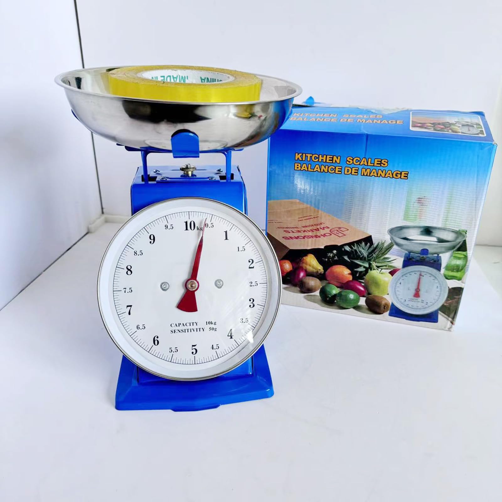 Küchenwaage Mechanische,Küchenwaage Ohne Batterie,Küchenwaage Retro Mit Tara-Funktion,Waage Für Die Küche Inkl Edelstahl Schüssel,Tragkraft 10 Kg,20Kg,10KG