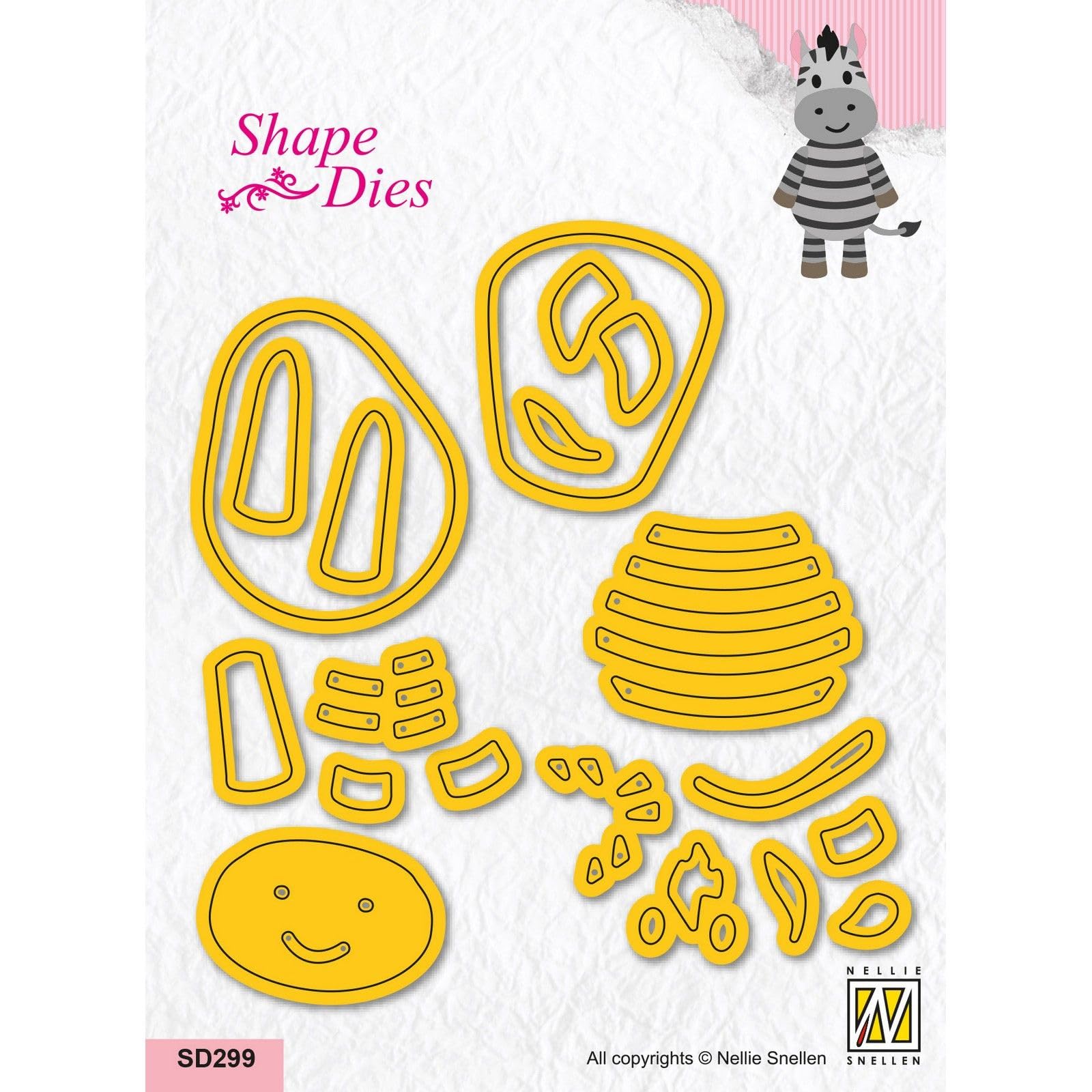 Nellie's Choice Cutting Die, Zebra Shape Die, 34 Piece, 11.6 x 7.2 cm, Card Making Supplies, Metal Craft Dies for Scrapbooking, DIY and Paper Crafts