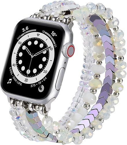 Miniatura 13 de MOFREE - Pulsera de cuentas elástica para reemplazo de correa de Apple Watch de 40 mm, 38 mm, 41 mm, 42 mm para Series SE, 10, 9, 8, 7, 6, 5, 4, 3,