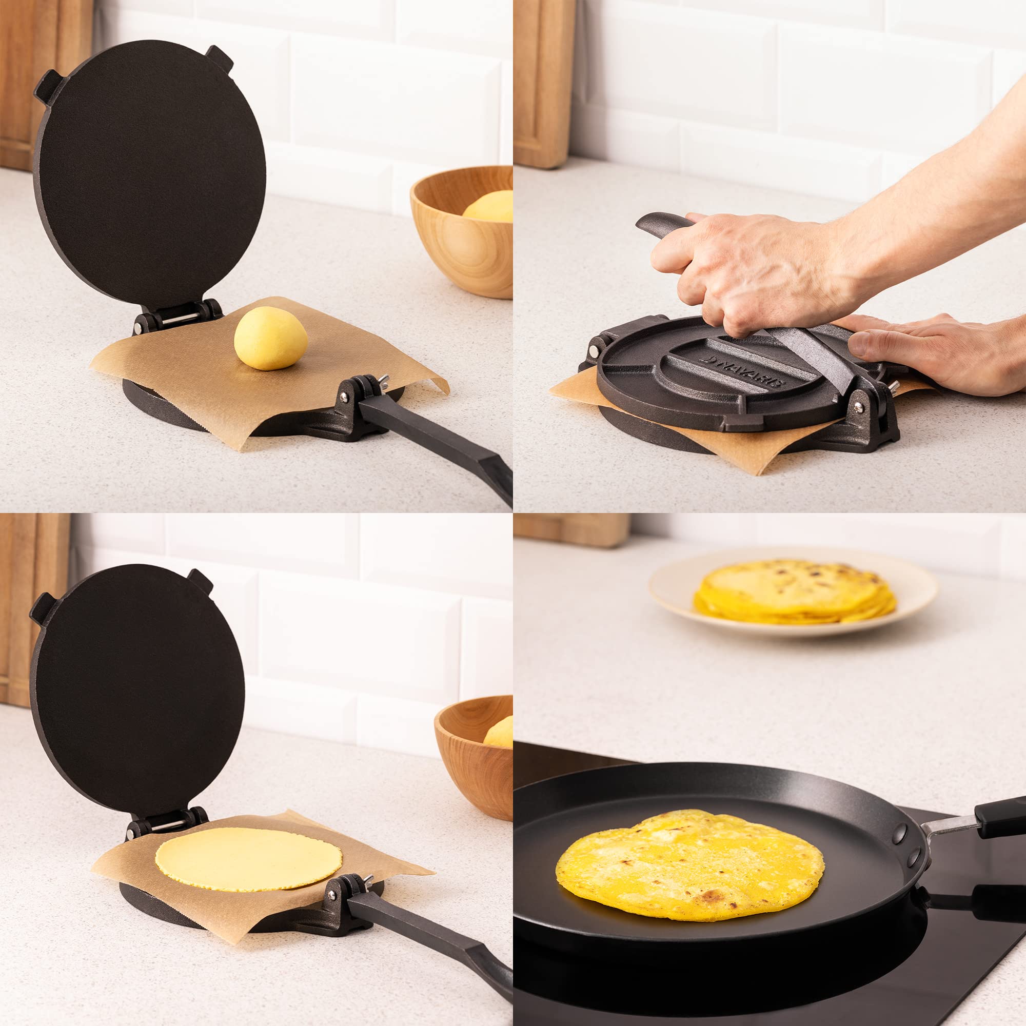 Navaris Prasa do tortilli, 20 cm, żeliwna, domowa, kuchenna, meksykańska, do tortilli do taco