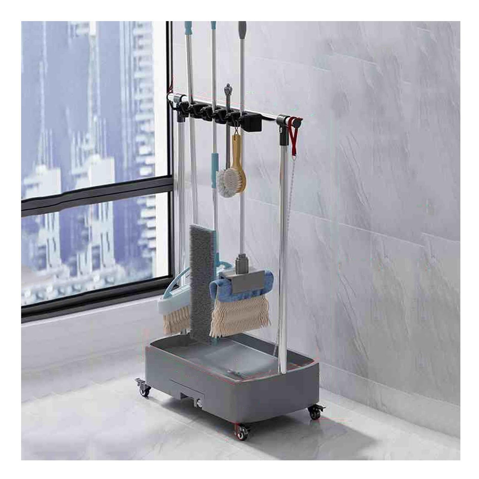 ASerZenith Mop And Broom Rack Organizer, Removable Storage Tool For Wet Mops,Home, Garden, Laundry, Garage