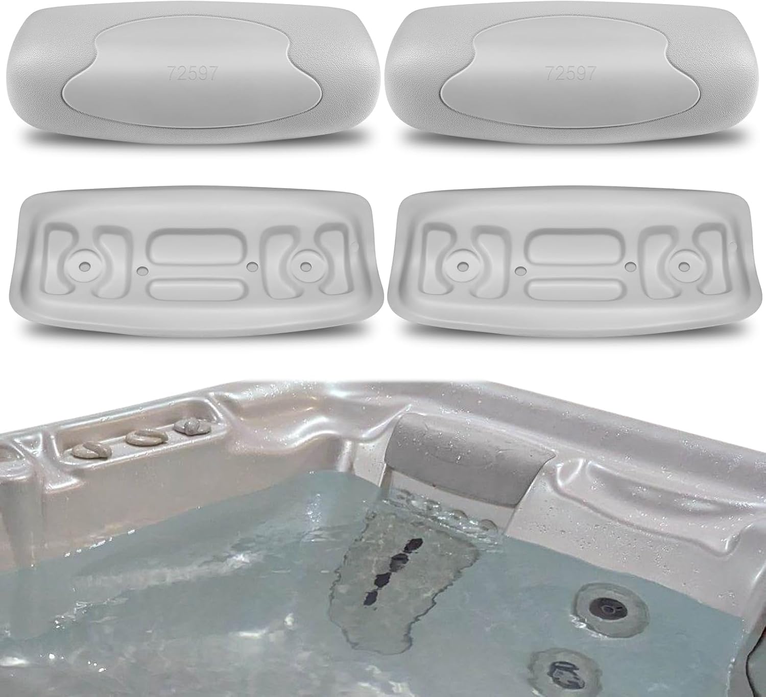 Sunluway 4 Pack 72597 72596 Spas Replacement Pillow for Hot Spring Highlife Series Spas 2002-2007, Hot Tub Spa Head Rest Pillows Replacement for Watkins Hot Spring Spas Pillow 73339