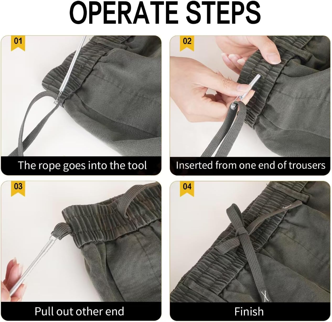 XMLINPER 3PCS Spring Drawstring Threader Tool-Rope Threader Clip for Drawstring Replacement for Hoodies,Pants (3)