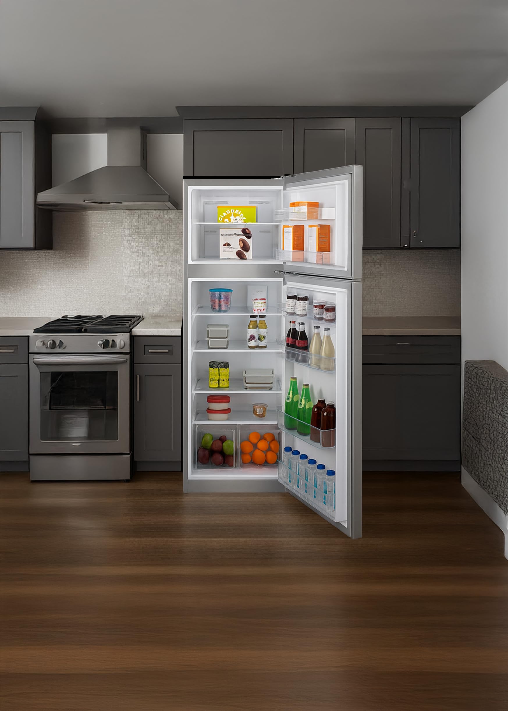 Summit 28" Refrigerator, Top Mount Freezer, Full Size, Energy Star Certified, White- Ctr15ss (Stainless Steel, Right Hand Door) on Fridge.com - View 6