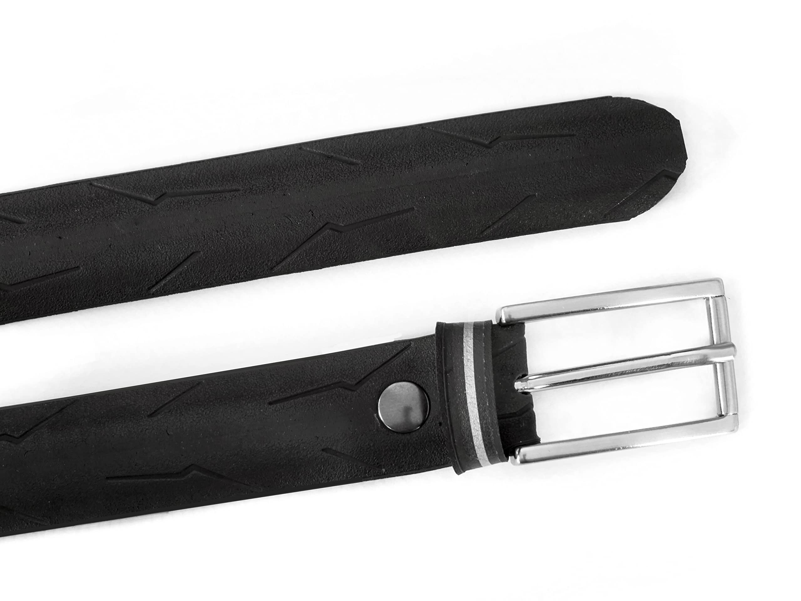 Cinturón de hombre negro, delgado, elegante, deportivo, casual, ajustable, hecho de neumático de bicicleta, Longitud 123 cm, Altura 2,5 cm