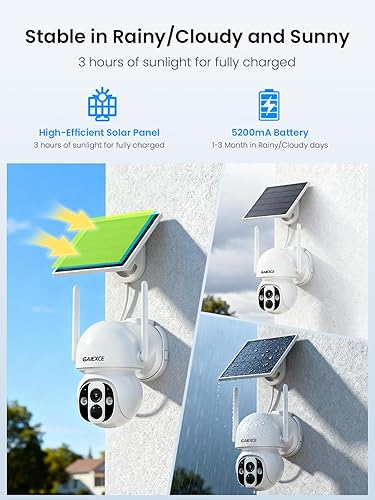 Miniatura 3 de No Subscription Solar Home Security Camera System Wireless Outdoor, 4 Cam Kit with Base Station, Local Storage, Expandable 10CH, 2K 360° Pan Tilt,