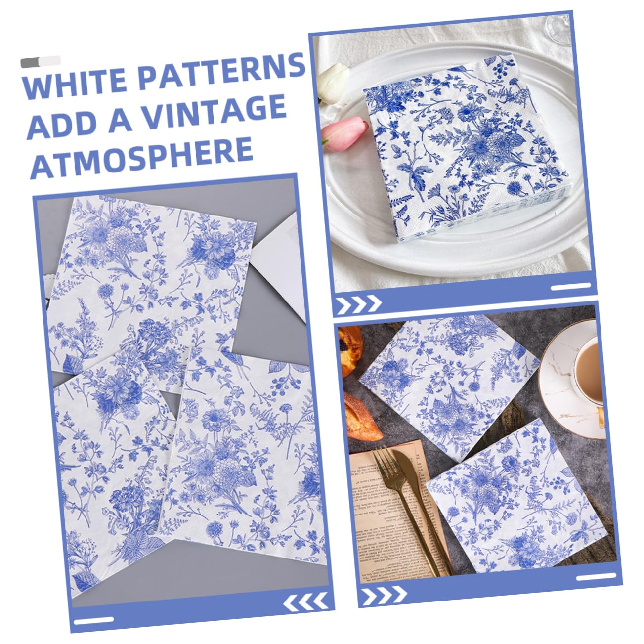BESTYASH 200pièces Serviettes Papier Imprimées Chic Pour Et Banquets Serviettes Décoratives Avec Motif Floral Porcelaine Pour Célébrations Et Réunions