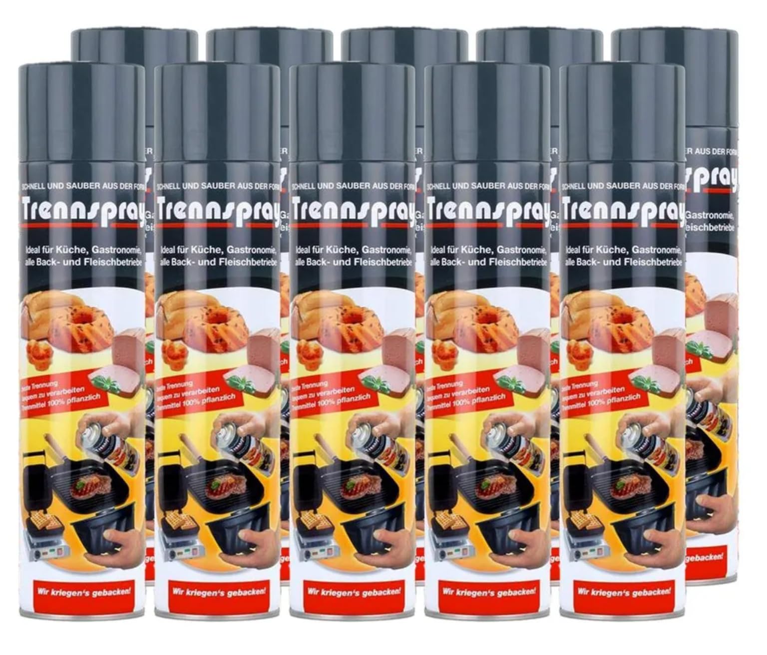 10 x 600ml Boyens Back Trennspray - Zum Grillen, Braten & Backen - Antihaftspray, Non Stick Spray für Grillroste, Plancha und Teppenyaki Grills, Kontaktgrill, Back- und Auflaufformen nur für Gewerbe