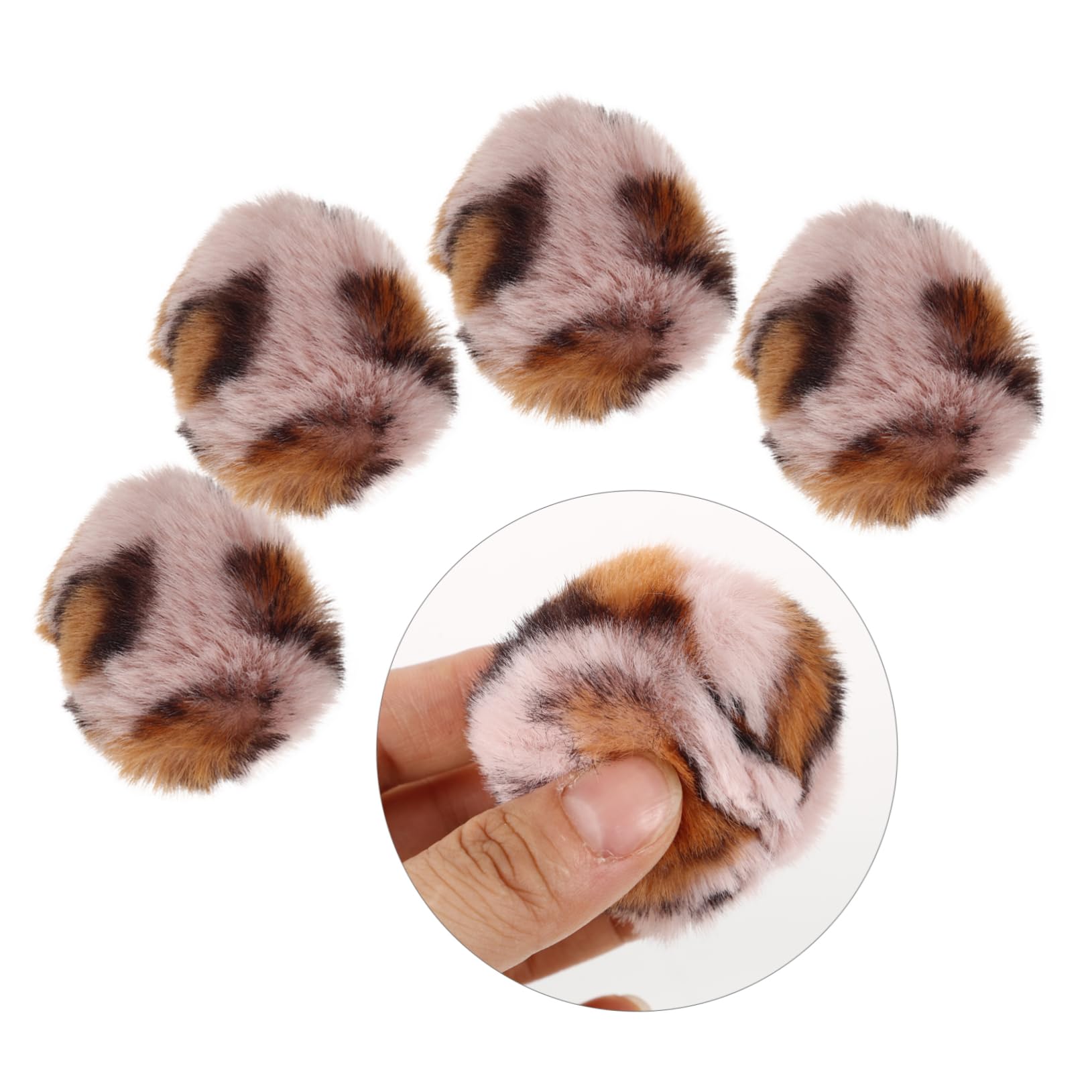 MERRYHAPY 6Pcs Cat Plush Ball Funny Leopard Print Teaser Balls for Interactive Play Durable Random Colors for Indoor Cats