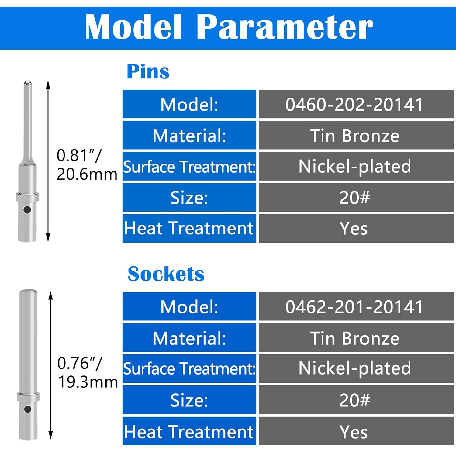 180PCS DT Pins Contact Size 12 16 20 Male Female Terminals, DT Connector/Terminal Kit for Deutsch Connector 12-22 AWG Wire Gauge