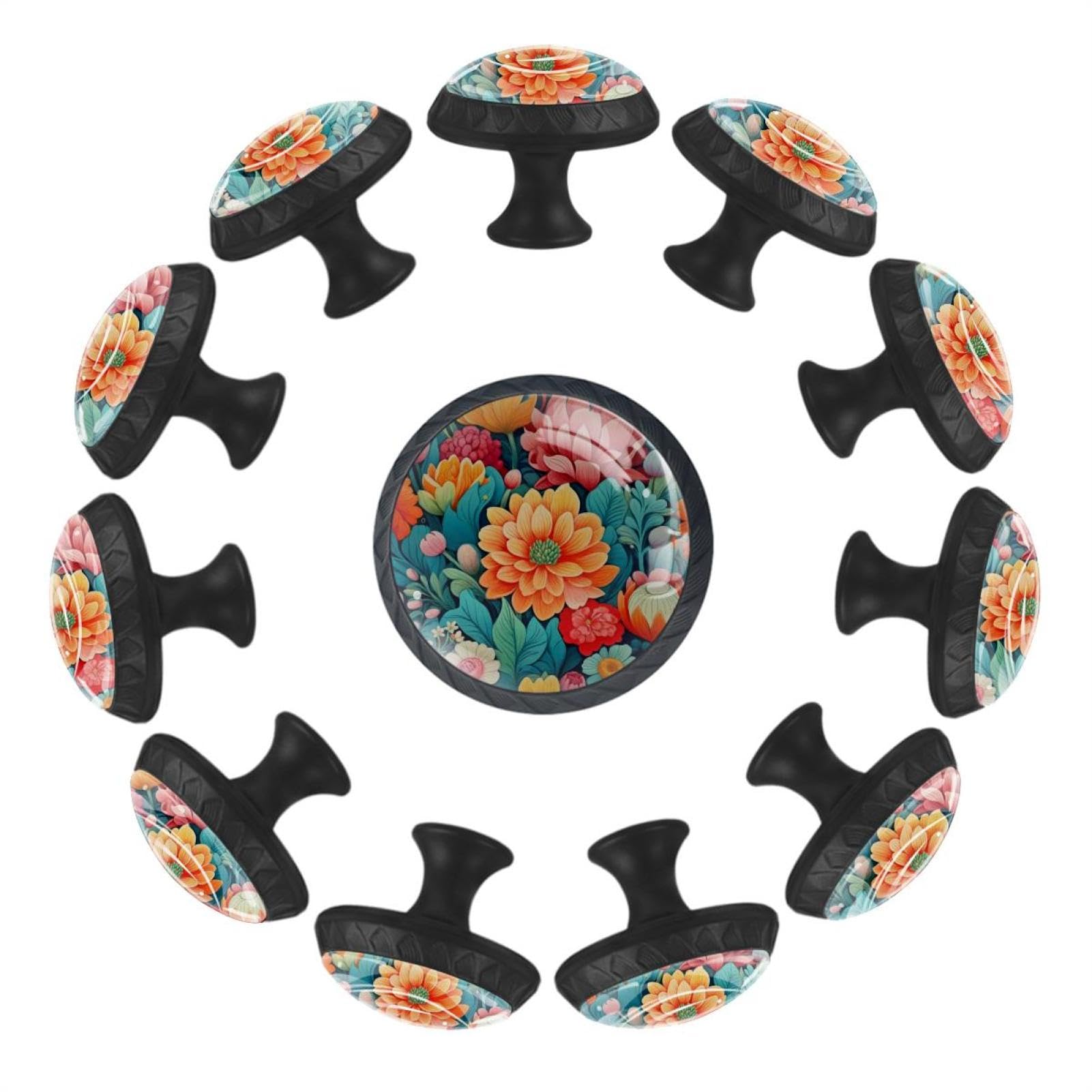 Boutons de tiroir fleuris en verre pour sublimer les armoires de cuisine et chambre