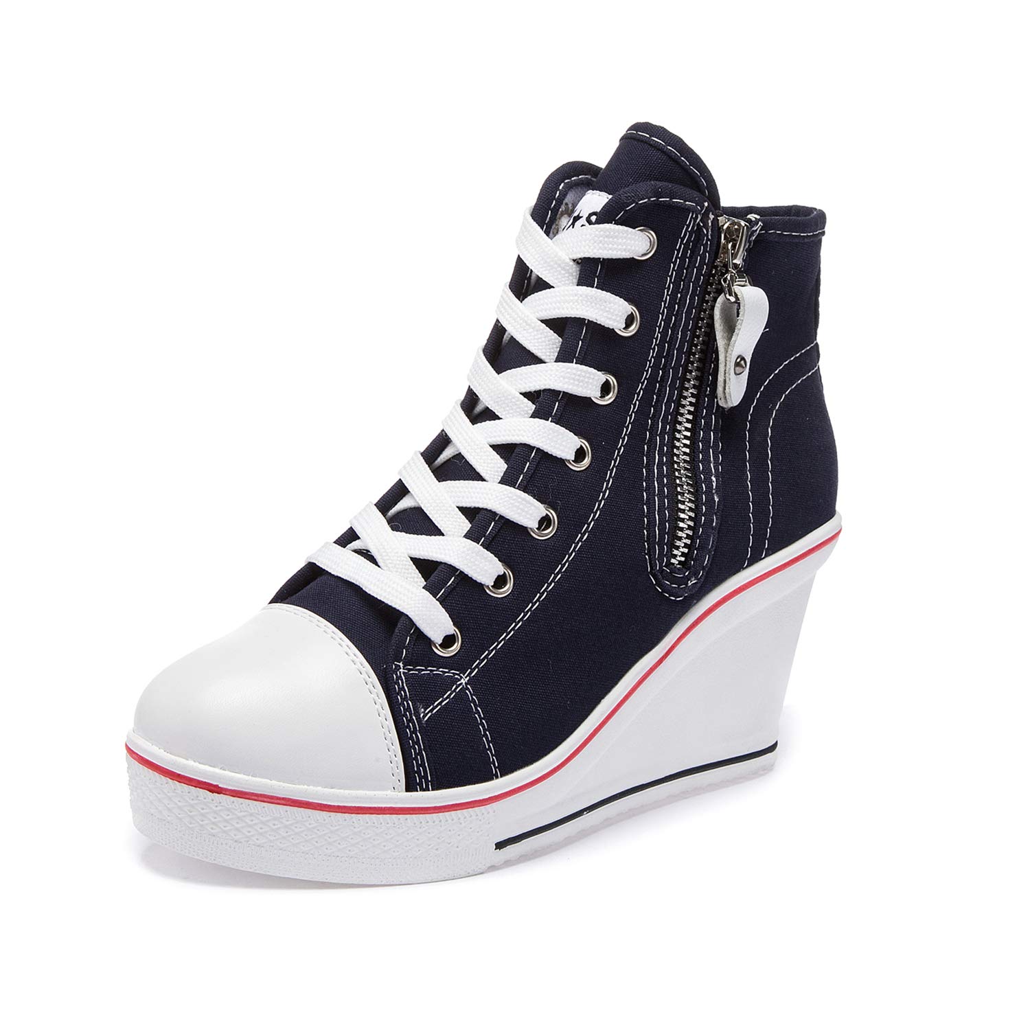 Women's Canvas High-Heeled Shoes Fashion Sneakers Casual Shoes for Walking  Platform Wedges Pump Shoes