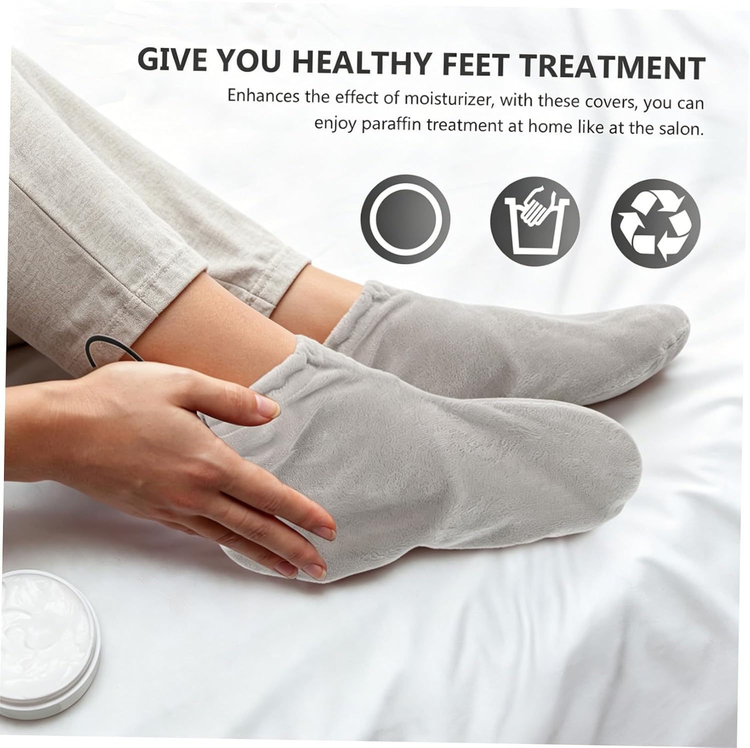 1 Pair Wax Therapy Foot Covers for Pedicure Cotton Plush Material to Absorption and Keep Feet Warm for Beauty
