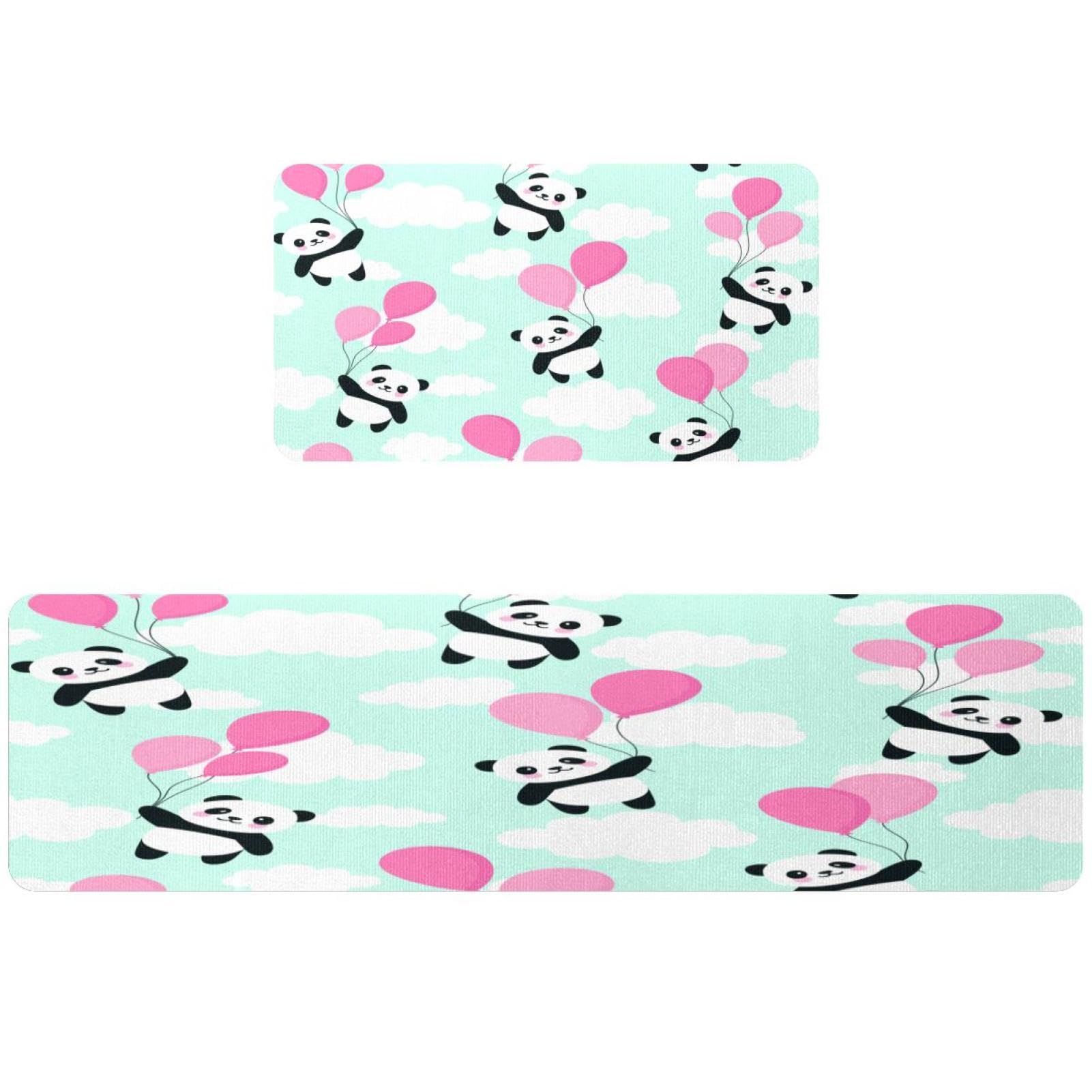Tapis de cuisine panda et son ballon sur un nuage de douceur