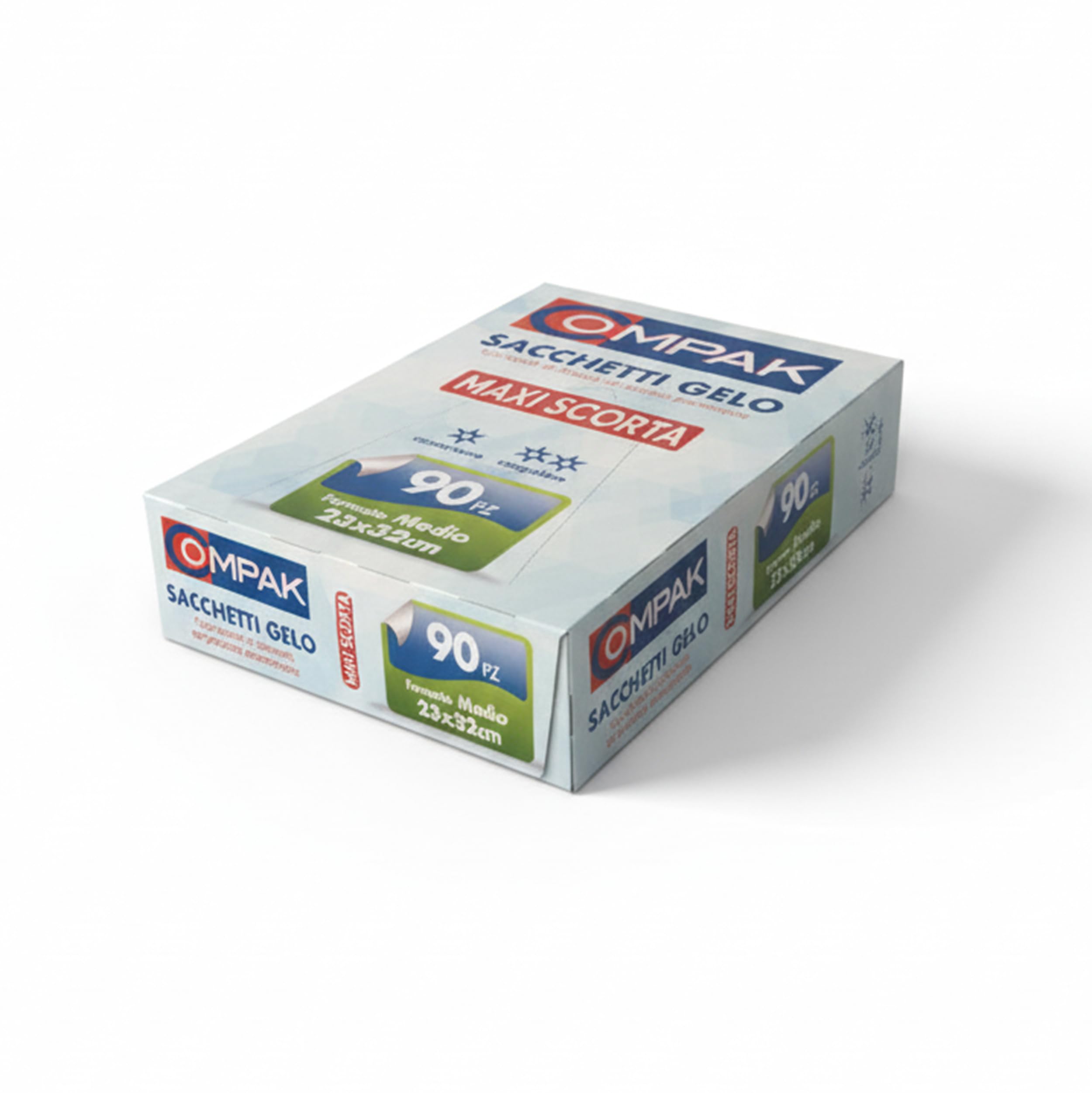 FRIO 90 Sacchetti Gelo Misura Media 23x32 cm | Confezione Risparmio per Alimenti, Freezer e Cucina | Buste Congelatore con Laccetti ed Etichetta | Antistrappo e Resistenti, Maxi Scorta