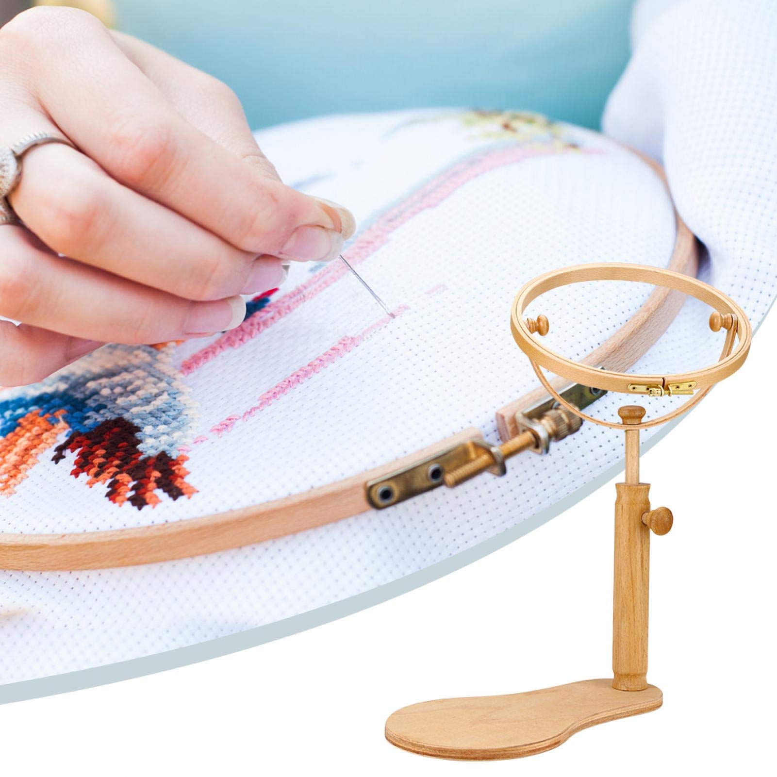 Embroidery Stand Hoop Wood Embroidery & Cross Stitch Hoop Frame Wood Adjustable Rotated Sewing Tools 21cm