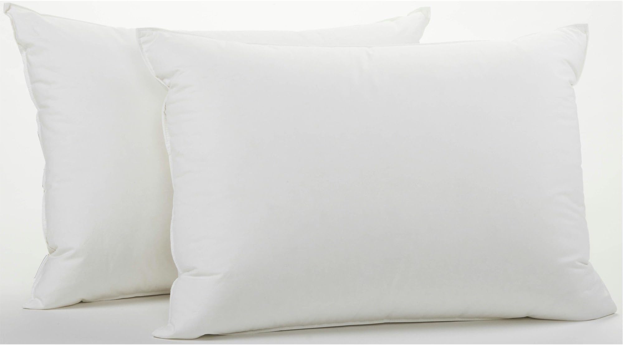 2 Queen Size White Goose Down and Goose Feather Pillows (Queen)