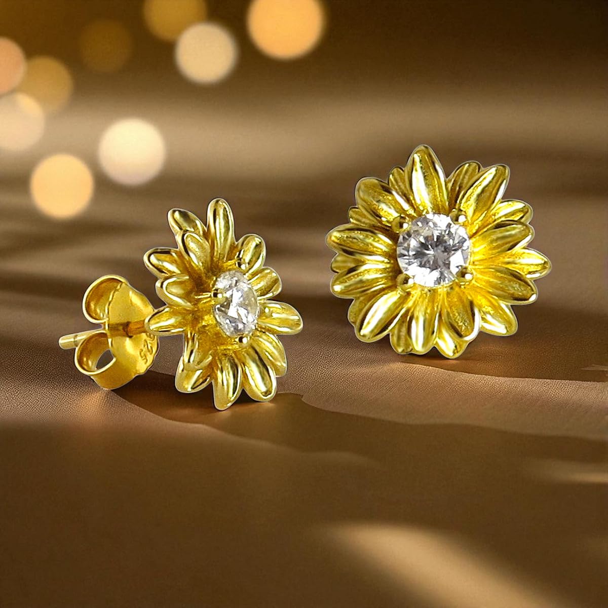 Schöner-SD Damen Ohrstecker Blume in vergoldetem oder rhodiniertem Silber 925